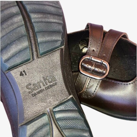 Sanita Brown Mary Jane Clog Brush Off Leather - Picture 9 of 11